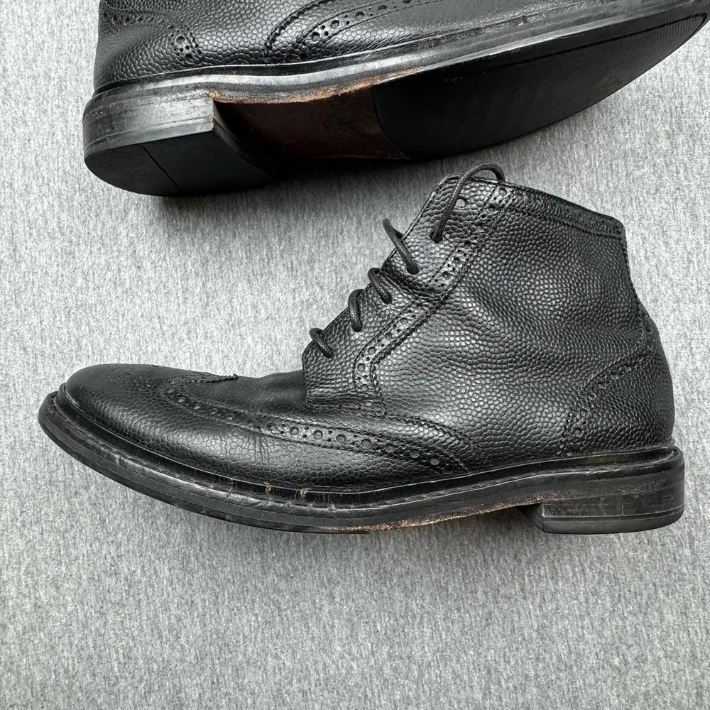 Cole Haan Wingtip Chukka Black Leather Ankle Boot Mens Sz 8.5M Wedding Casual